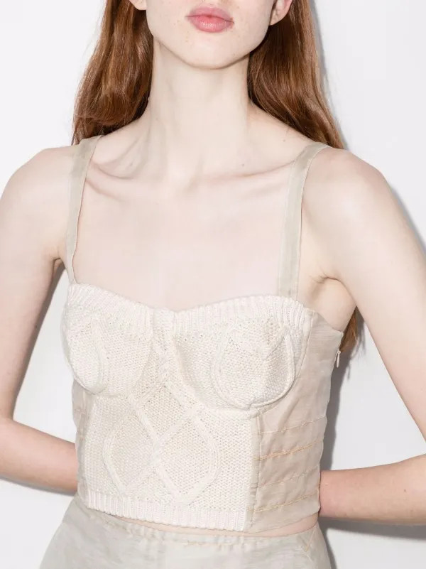 cable-knit panel bustier top | Farfetch (AU)
