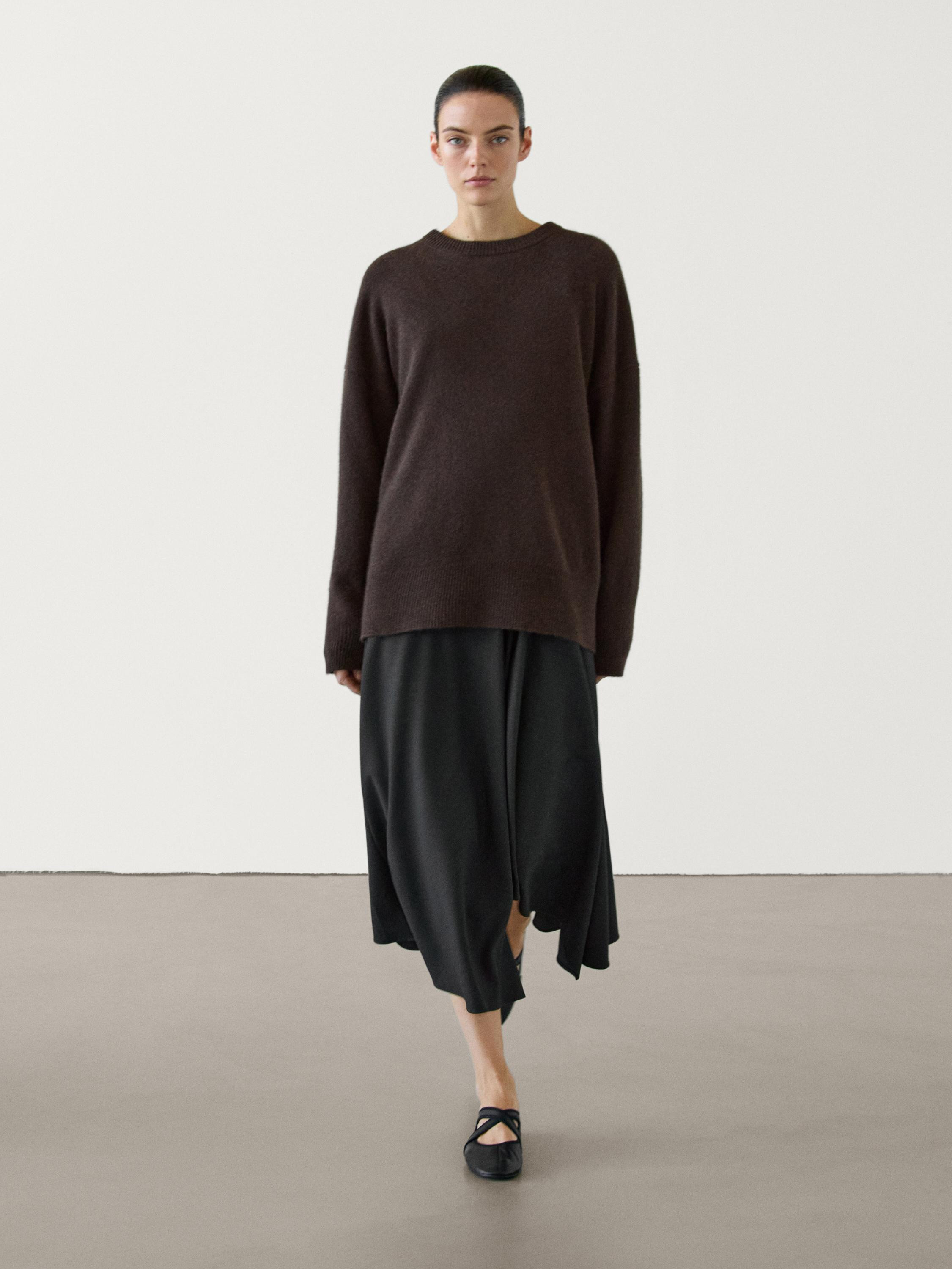 100% cashmere oversize knit sweater | Massimo Dutti US