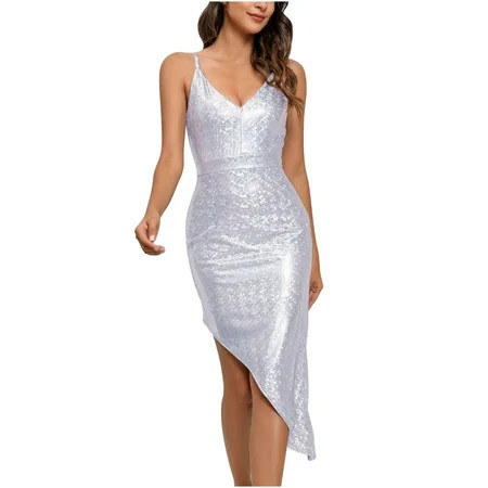 Honeeladyy Clearance under 5$ Bodycon Dresses for Women Party Night Slip Dress Bronzing Sexy Nightcl | Walmart (US)