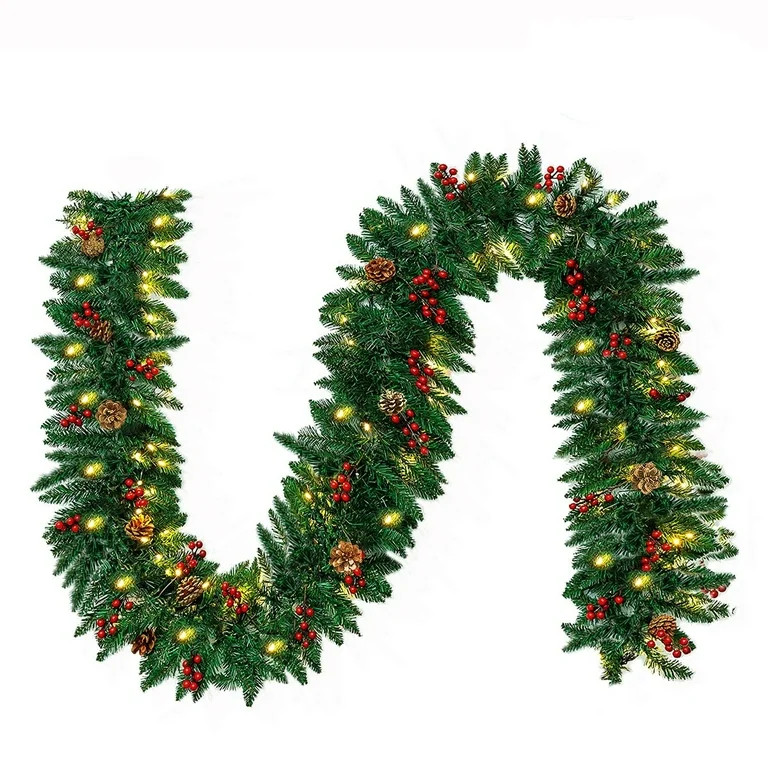 10ft Christmas Garland with LED Lights & Timer & Snow Pine Cones for Stairs Fireplaces Wall Decor... | Walmart (US)