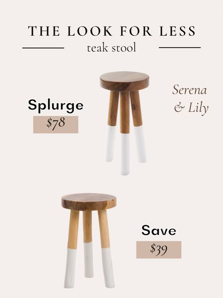 Get the look for less! This dipped teak stool is a perfect dupe for the Serena & Lily lookalike.
•••
Serena and lily, wood stool, teak stool, dipped stool, accent furniture, wood furniture, living room, bathroom, bathroom decor, bathroom accents, bathroom stool 

#LTKfindsunder100 #LTKhome #LTKfindsunder50