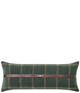 HiEnd Accents Windowpane Buckle Detailed Lumbar Pillow - Green | Dillard's
