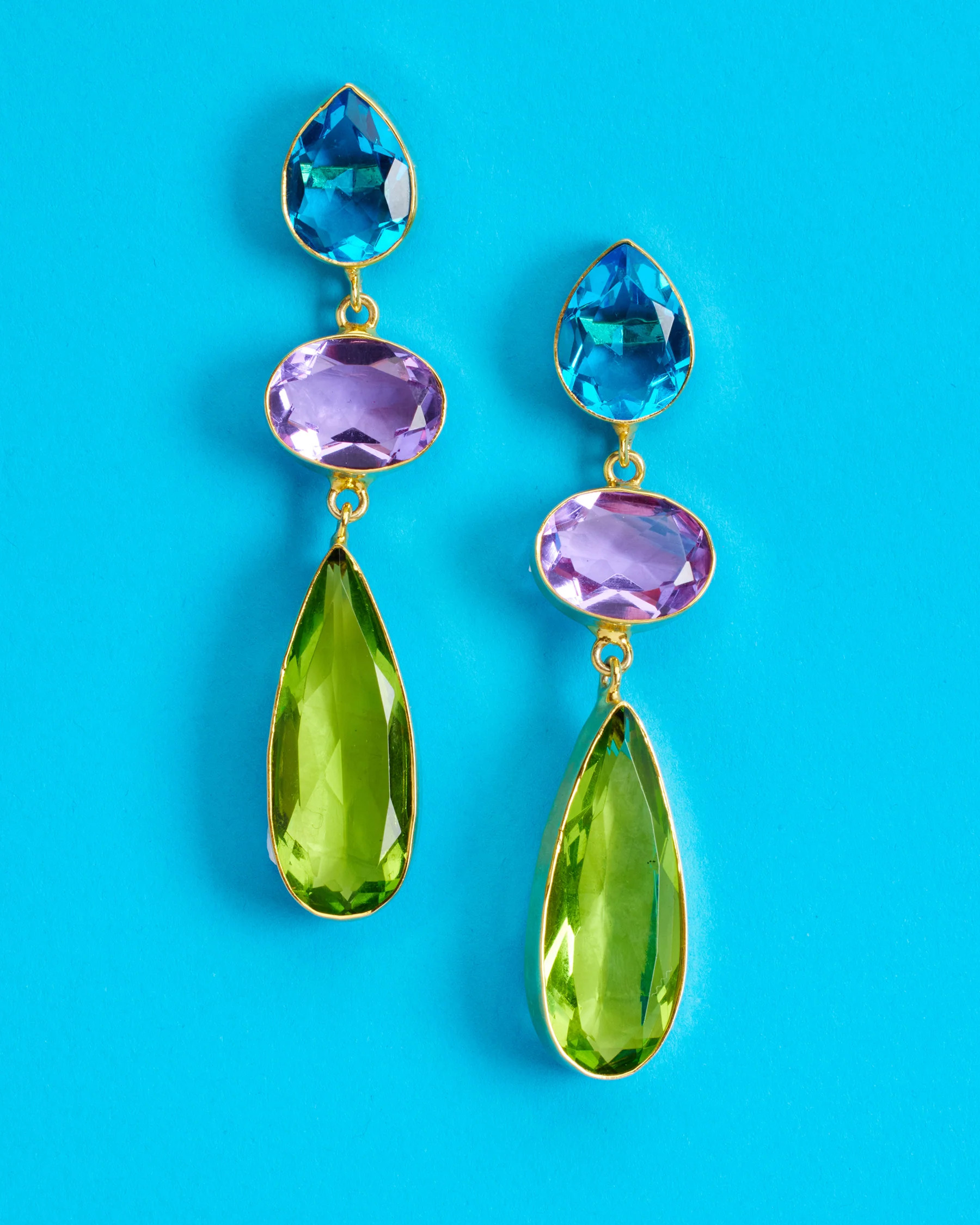 Ravenna Statement Drop Earrings in Jewel Tones | NICOBLU