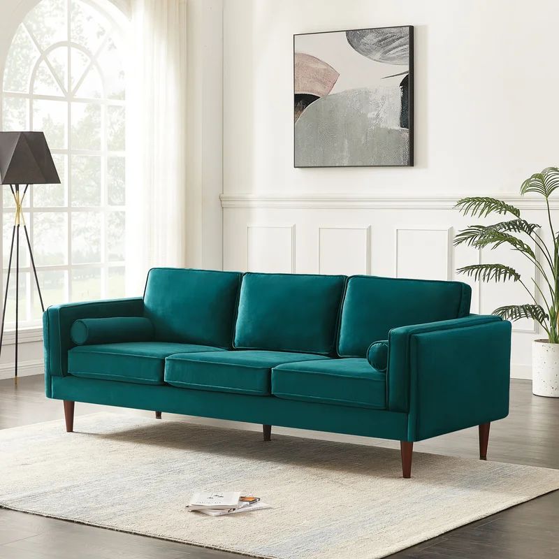 Lindel 86'' Velvet Square Arm Sofa with Reversible Cushions | Wayfair North America
