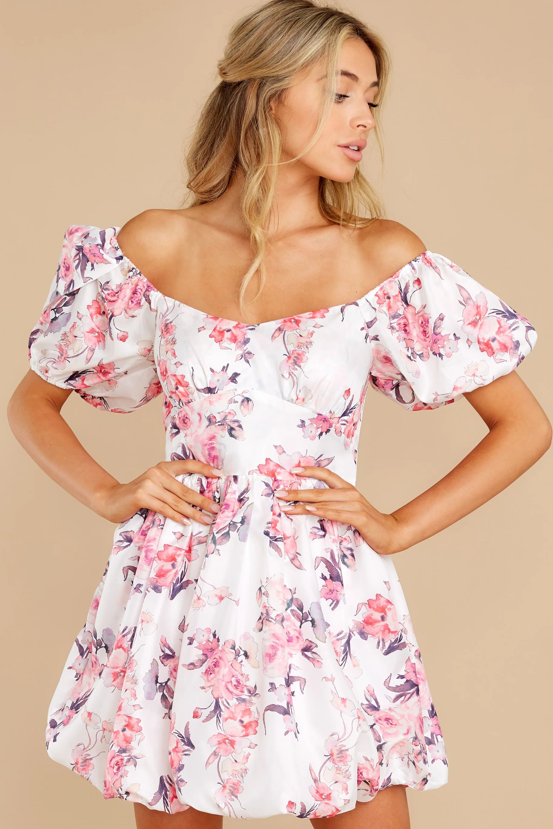 Spring In Your Step White Floral Print Dress | Red Dress 