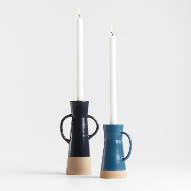Sibely Ceramic Taper Candle Holders | Crate and Barrel | Crate & Barrel