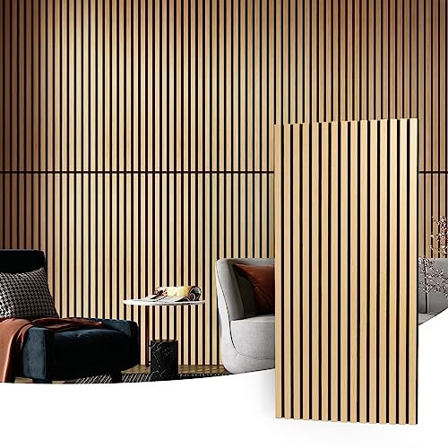 Art3d 2 Wood Slat Acoustic Panels for Wall and Ceiling - 3D Fluted Sound Absorbing Panel with Wood Finish - Oak | Amazon (US)