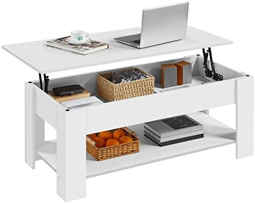 Yaheetech Lift Top Coffee Table with Hidden Compartment and Storage Shelf, Rising Tabletop Dining Ta | Amazon (US)