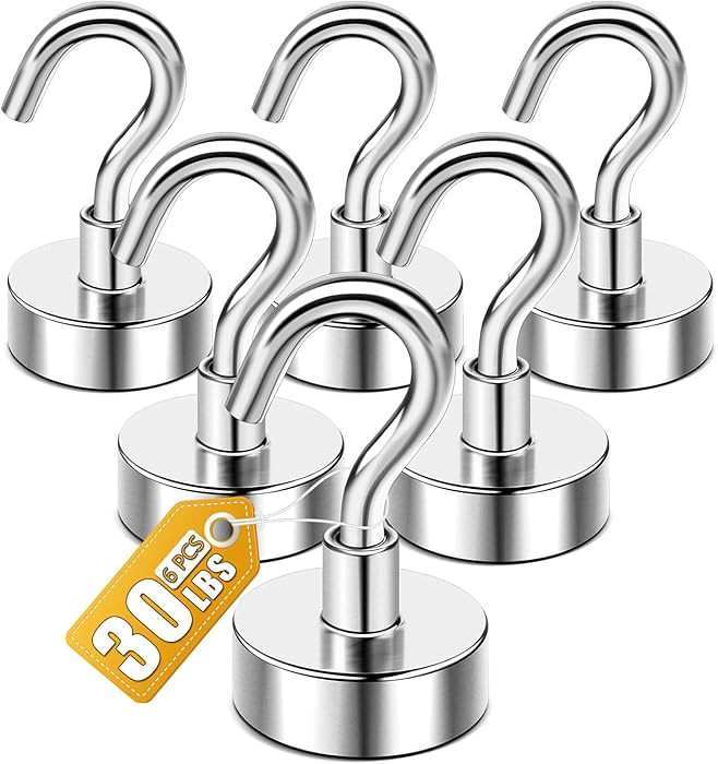 DIYMAG Magnetic Garage Hooks 6 Pack 30lbs 2026 Cruise Cabin Ship Essentials N52 Hook Heavy Duty S... | Amazon (US)