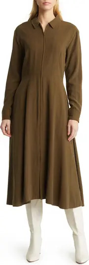 Nordstrom Front Zip Long Sleeve Midi Dress | Nordstrom | Nordstrom