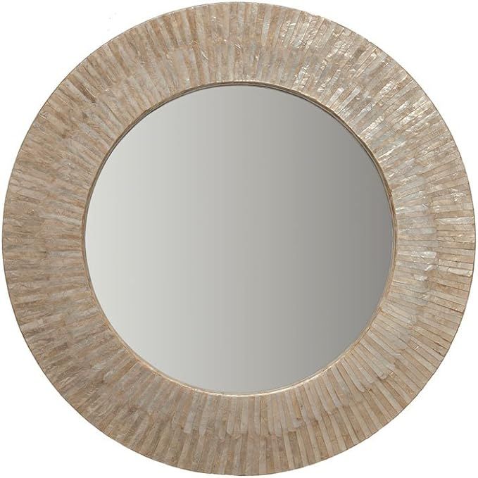 KOUBOO Round Capiz Seashell Sunray Wall Mirror, Gold Hue | Amazon (US)