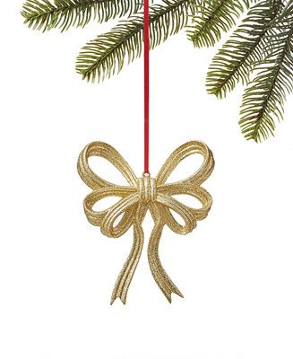 Holiday Lane All Tarted Up Glittered Gold-Tone Bow Ornament, Created for Macy's & Reviews - Shop ... | Macys (US)