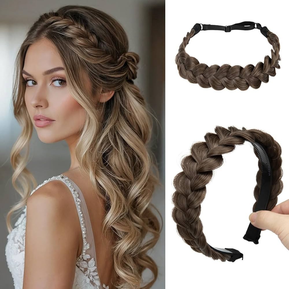 CJL HAIR 2PCs Braided Headbands Hair Piece for Women Synthetic Hair Hoops Head Bands Handmade Bra... | Amazon (US)