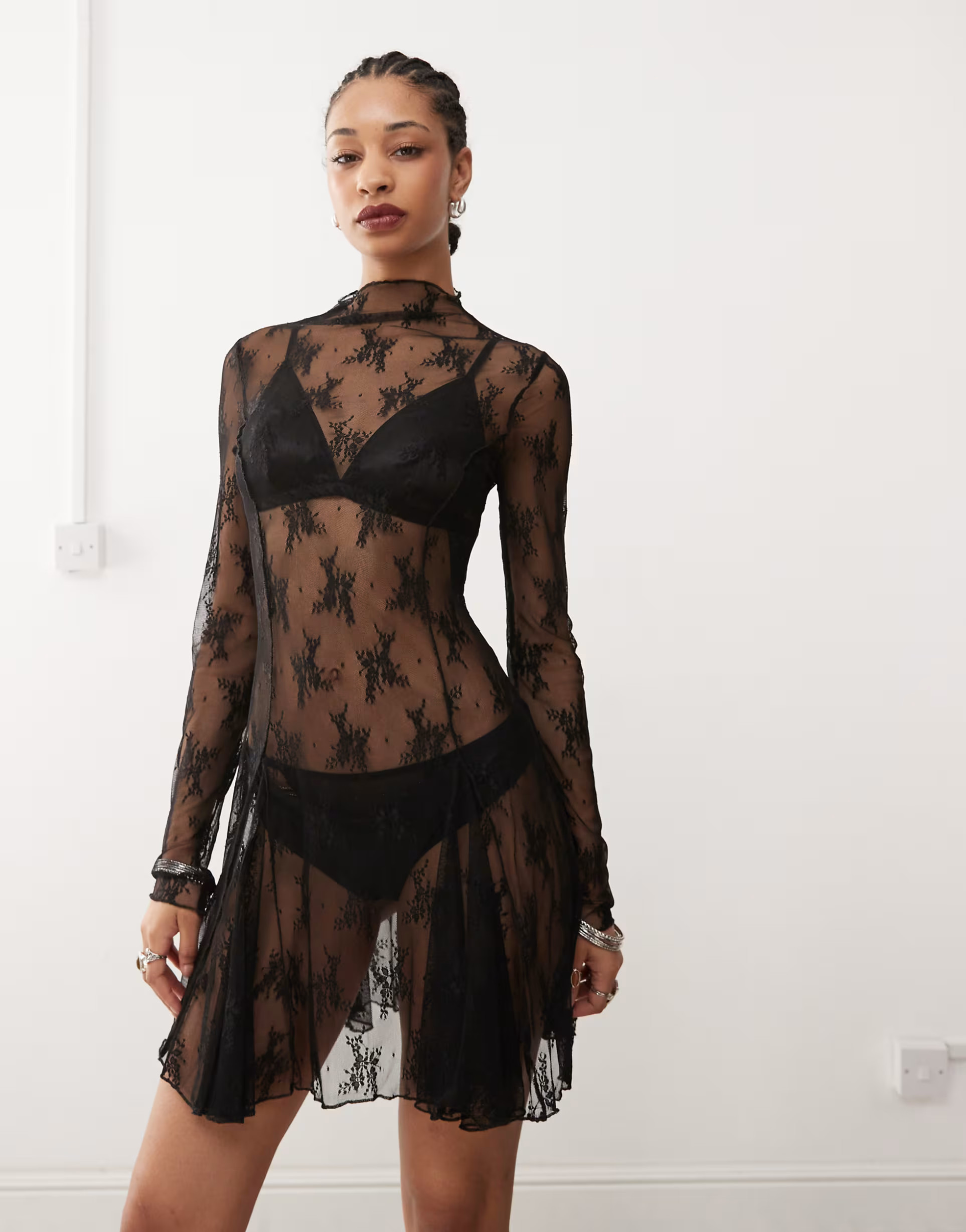 COLLUSION seam detail sheer delicate lace dress | ASOS | ASOS (Global)