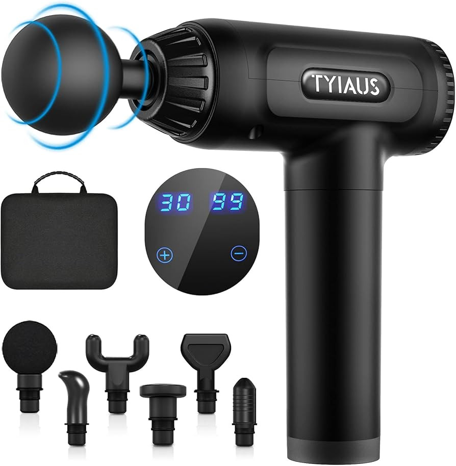 TYIAUS Muscle Massage Gun Percussion Massager Gun Deep Tissue with 30 Adjustable Speeds and 6 Hea... | Amazon (US)