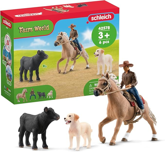 Schleich Farm World - 6PC Rodeo Calf Adventure Playset - Cowboy Rider Figurine with Horse Figure,... | Amazon (US)