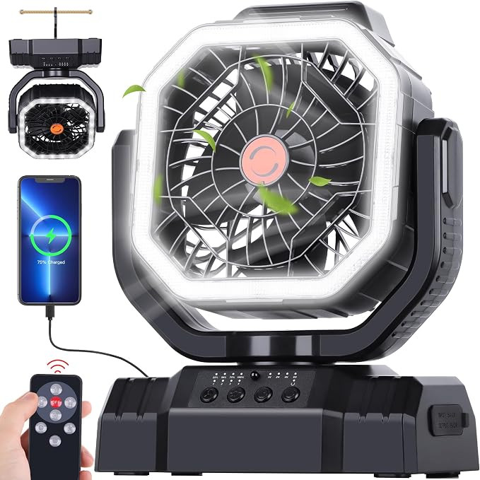 USB & Type C charging options - AVV 20000mAh battery operated fan is designed with convenience an... | Amazon (US)