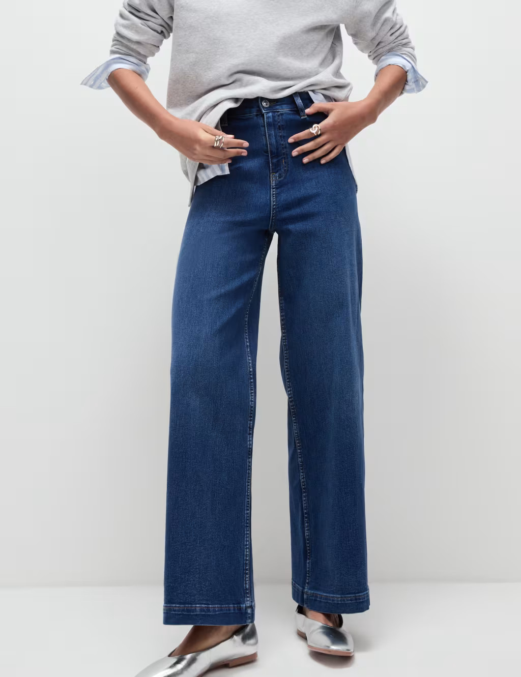 High Waisted Wide Leg Ankle Grazer Jeans | Marks & Spencer (UK)