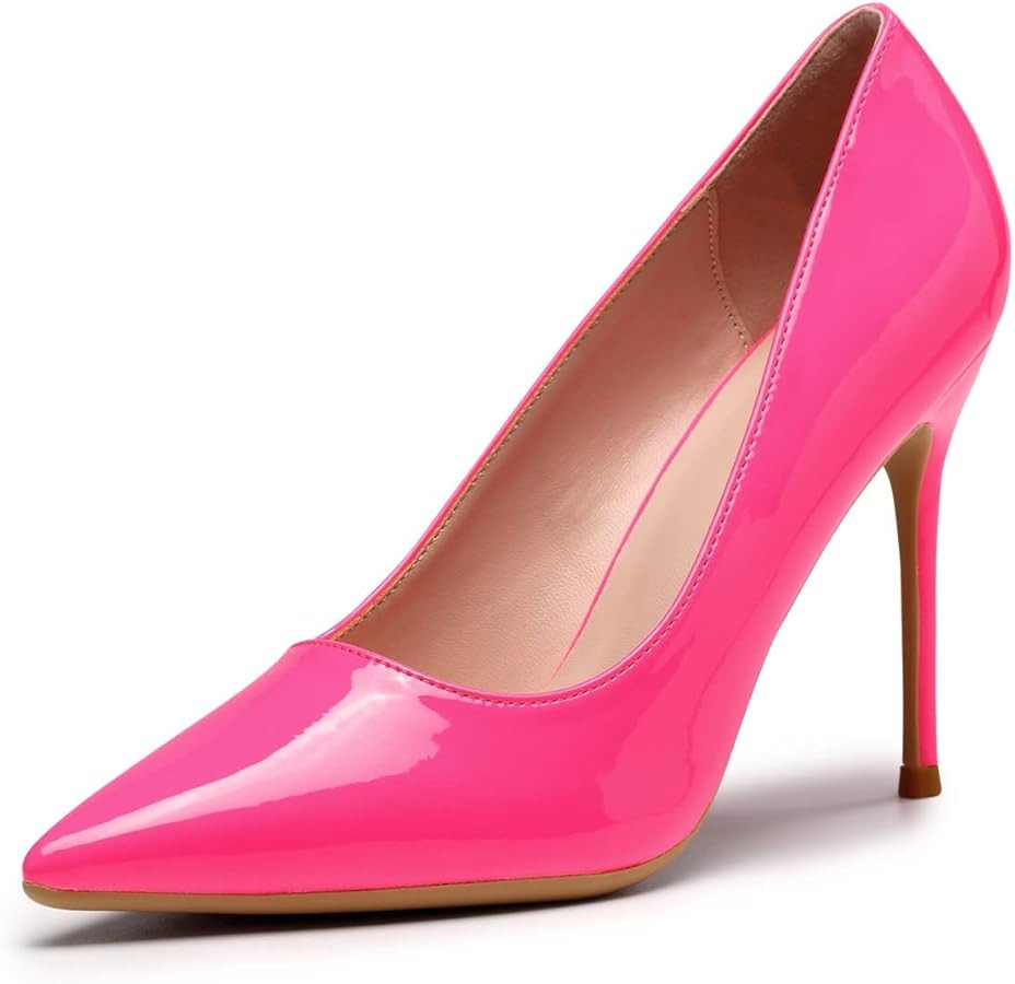 Elisabet Tang High Heels, Womens Pointed Toe Slip on Stilettos Party Wedding Pumps Basic Shoes | Amazon (US)