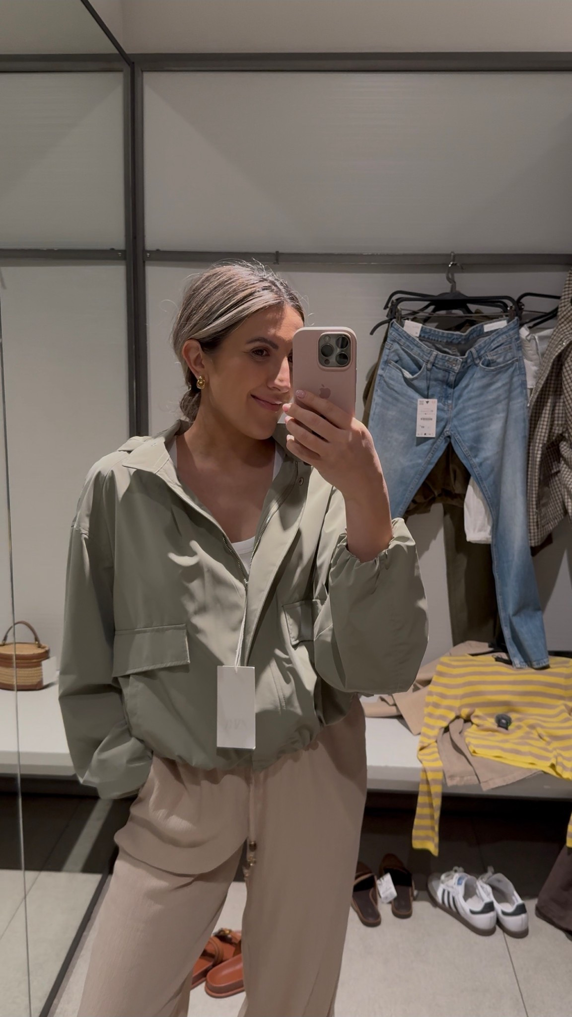 Sage green jacket 🌿 for spring 

#LTKmomlife #LTKootd #LTKgrwm