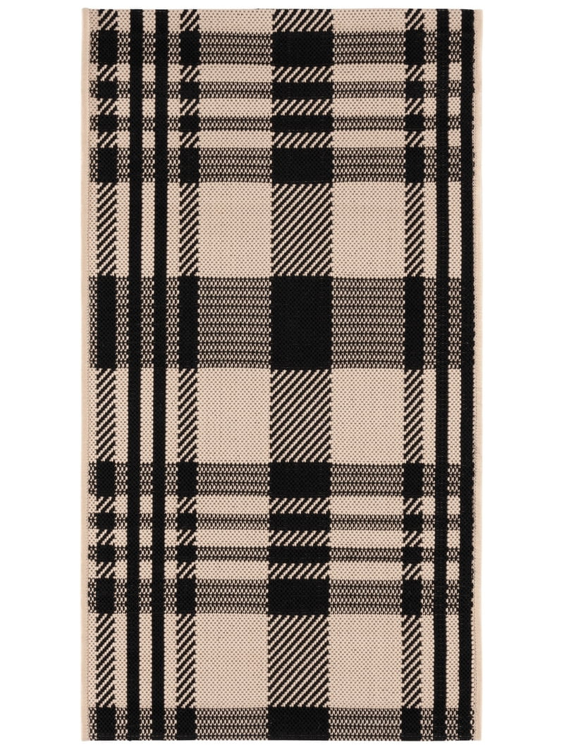 Safavieh Courtyard Benjamin Plaid Indoor/Outdoor Area Rug, Black/Bone, 2' x 3'7" | Walmart (US)