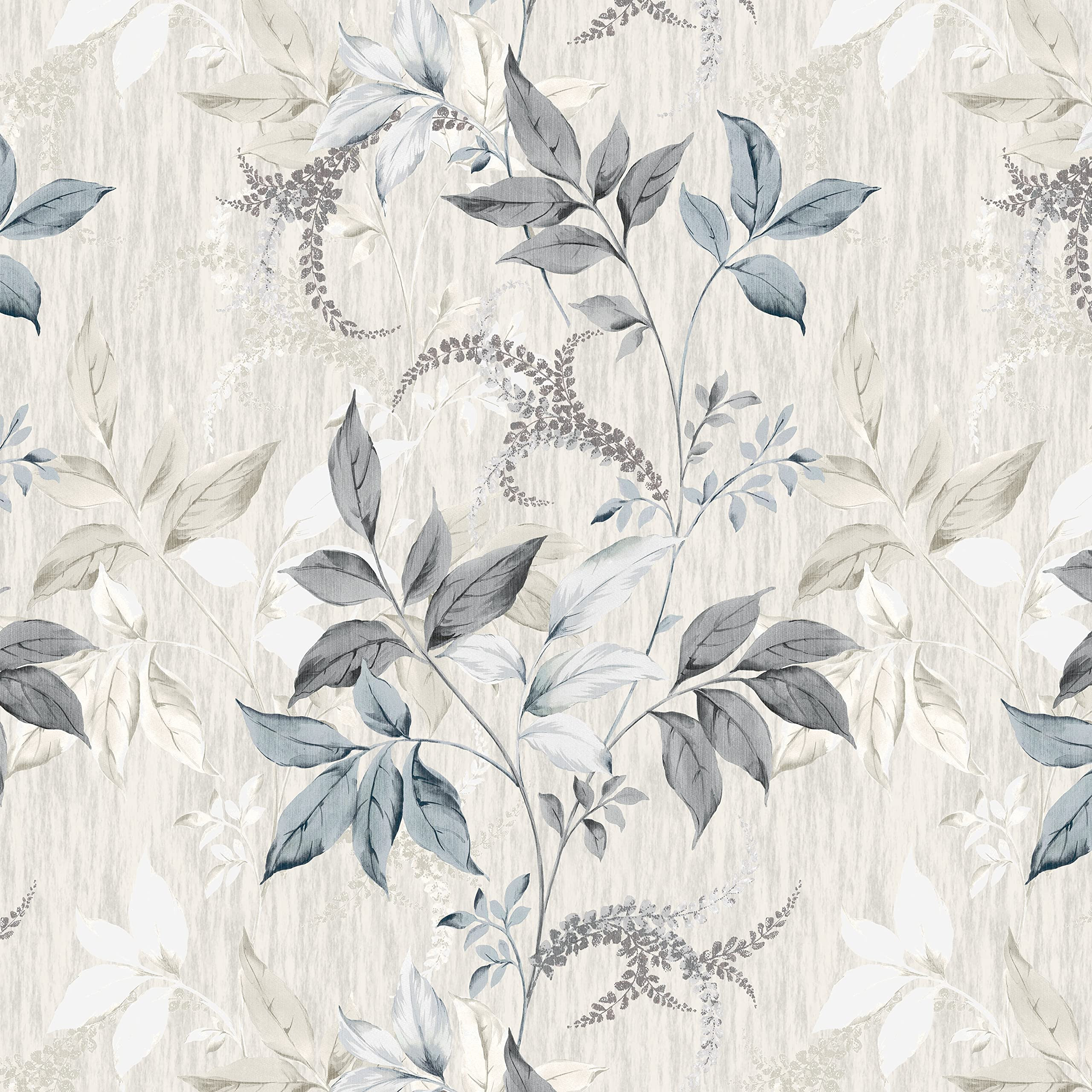 Wallercity Gray and Blue Leaves Wallpaper Vintage Black Olive Leaf Peel and Stick Wallpaper Vinyl... | Amazon (US)
