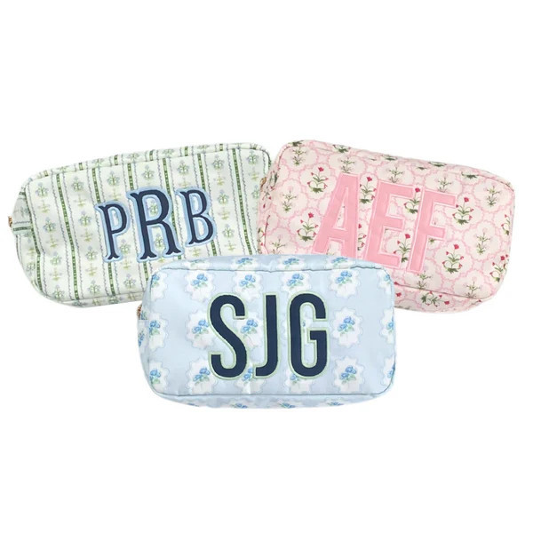 Embroidered Printed Nylon Pouch with Applique | Sprinkled With Pink