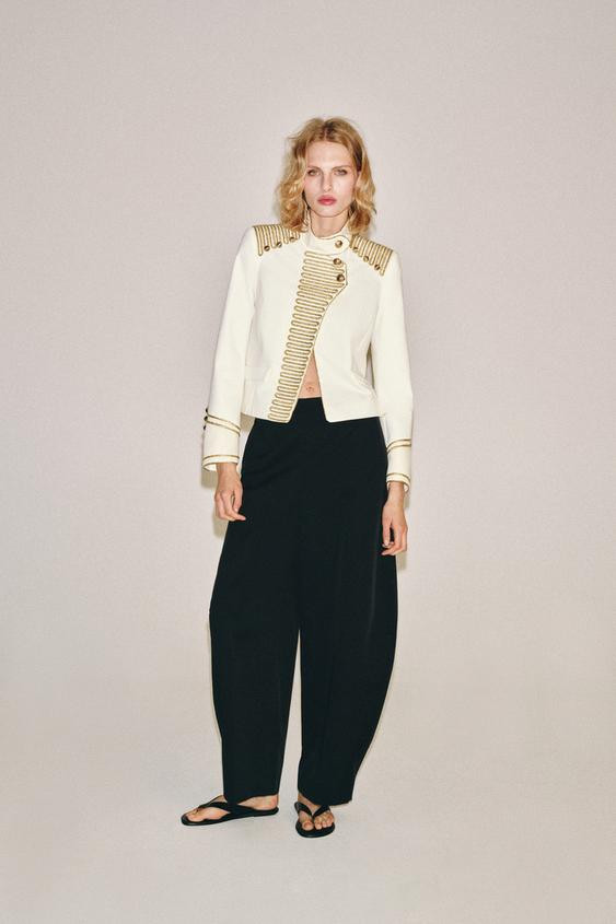 Zara - Zw Collection Frog Fastening Jacket - Ecru - M - Woman | Zara US