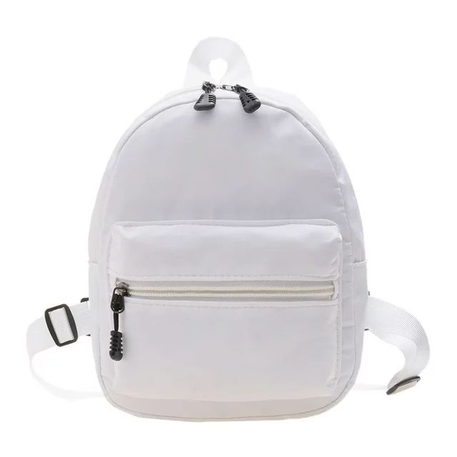 FunnyBeans Women Solid Color Backpack Preppy Style School Nylon Mini Rucksack (White) | Walmart (US)