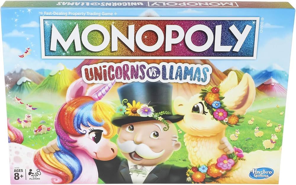 Monopoly Unicorns vs. Llamas Board Game for Ages 8 and Up; Play on Team Unicorn or Team Llama (Am... | Amazon (US)