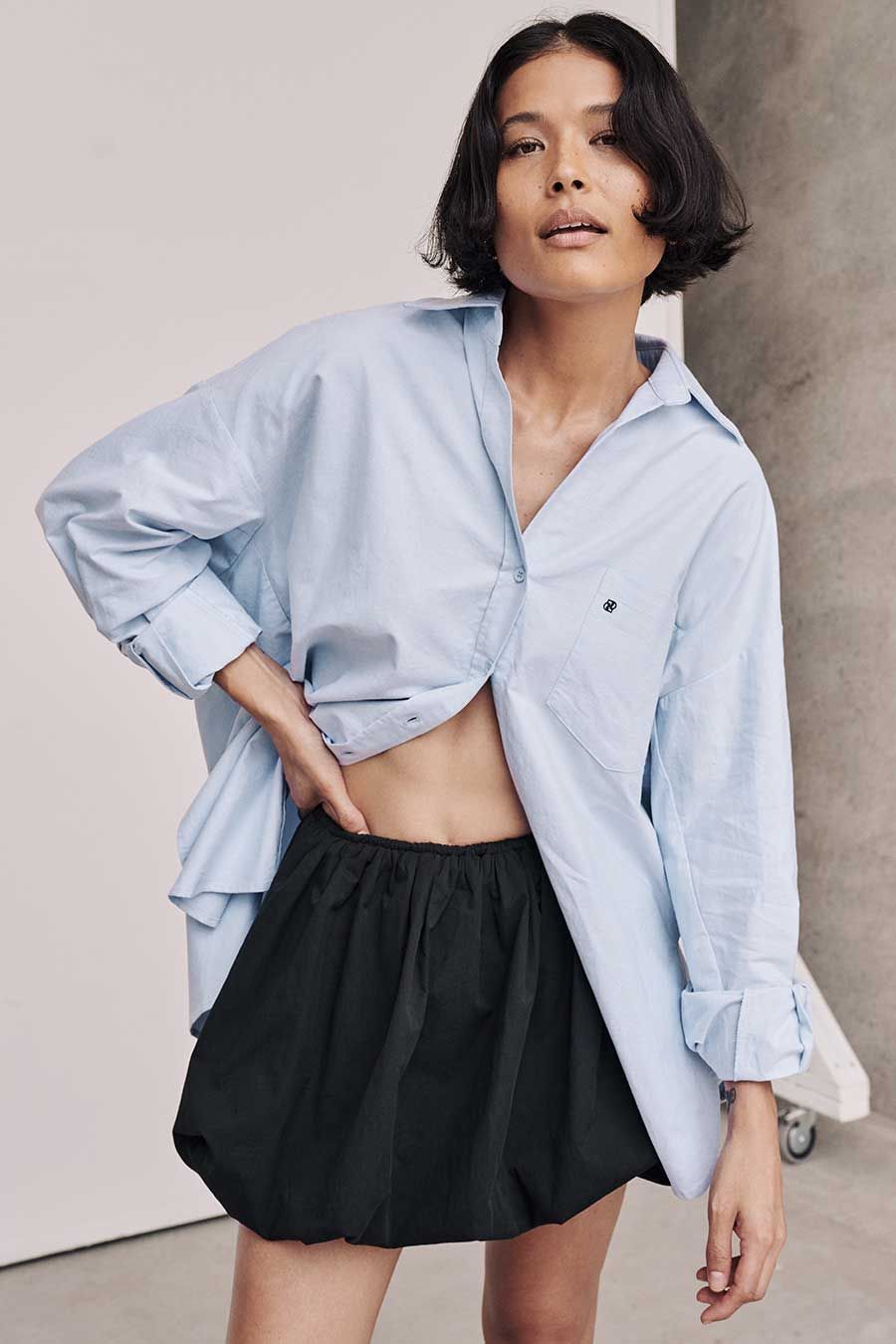 RHEA BLUE OVERSIZED COTTON SHIRT | DISSH