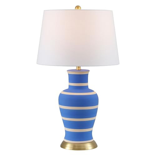 JONATHAN Y JYL4026L Julian 29" Traditional Classic Ceramic Urn LED Table Lamp for Bedroom, Living Room, Office, College, Book Case, Nightstands and Coffee Table, Blue/Beige | Amazon (US)