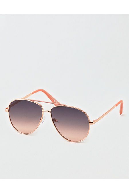 AEO Metal Aviator Sunglasses Women's Rose Gold One Size | American Eagle Outfitters (US & CA)