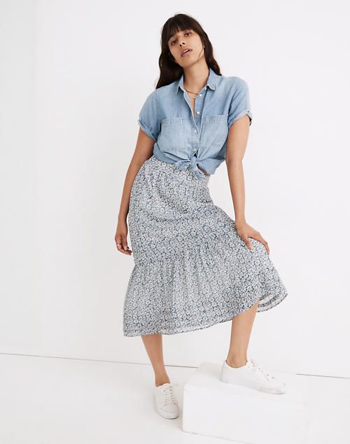 (Re)sourced Georgette Pintuck Maxi Skirt in Sunflower Field | Madewell