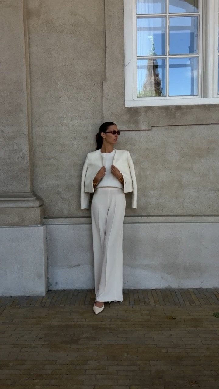 For days when you want to exude confidence during office hours or important meetings, I suggest opting for a classic ensemble that never goes out of style. Consider pairing white wide leg trousers with a cropped tweed jacket for a timeless and polished look.

#LTKeurope #LTKstyletip #LTKSeasonal
