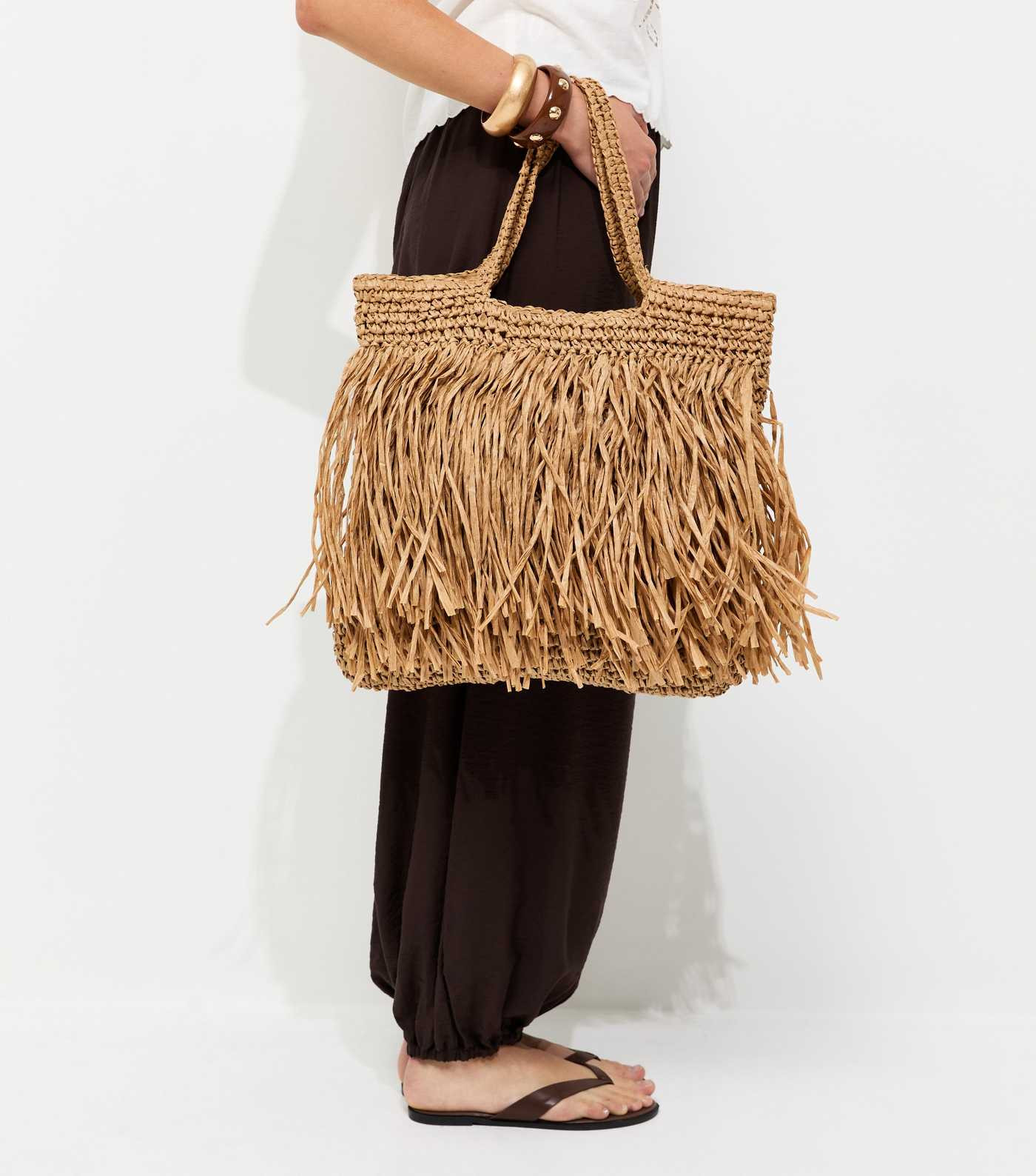Stone Woven Fringe Tote Bag | New Look | New Look (UK)