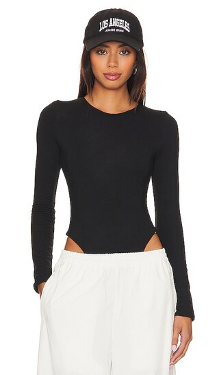 Crewneck Long Sleeve Bodysuit in Black | Revolve Clothing (Global)