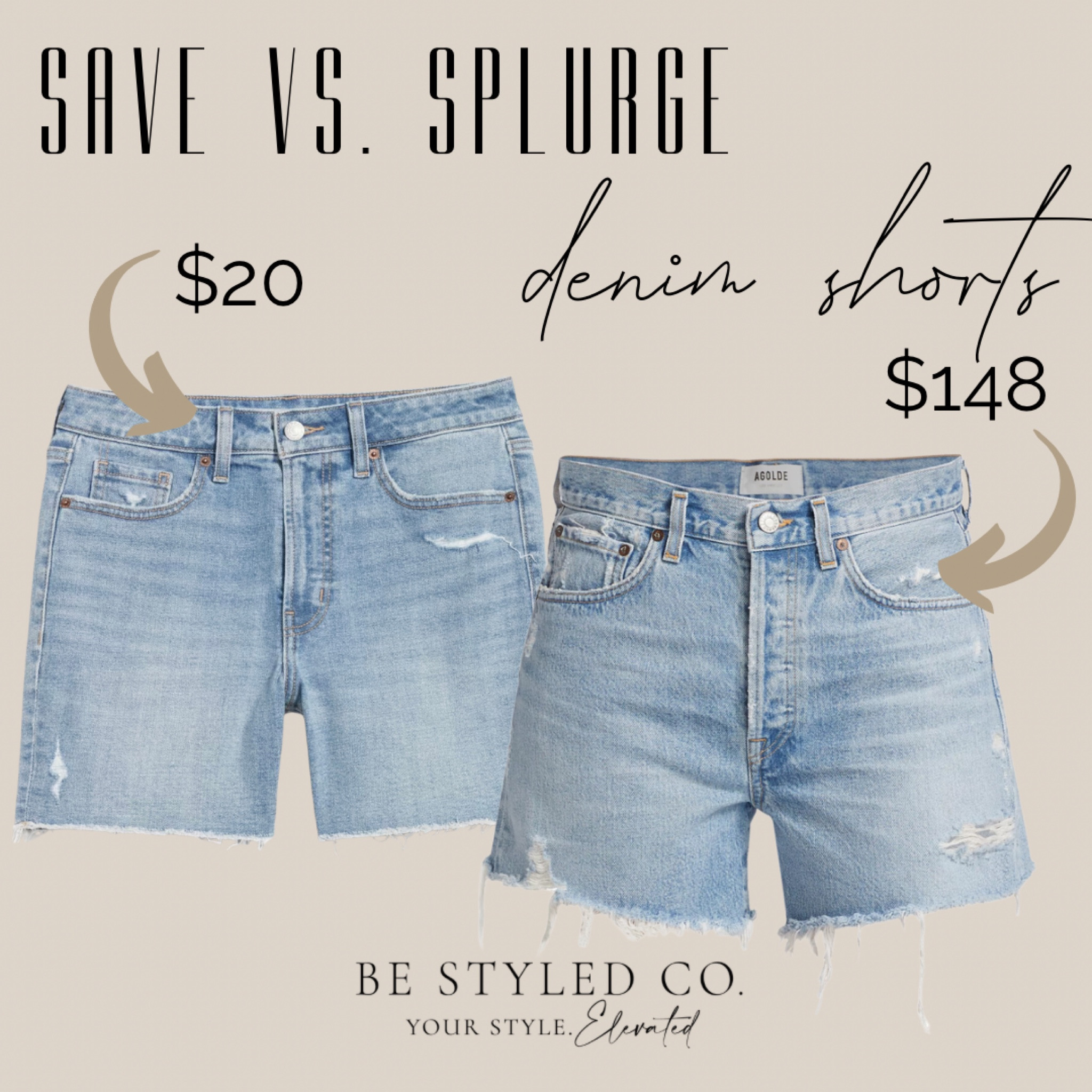 Save vs splurge - denim shorts 

#LTKStyleTip #LTKOver40 #LTKFindsUnder50
