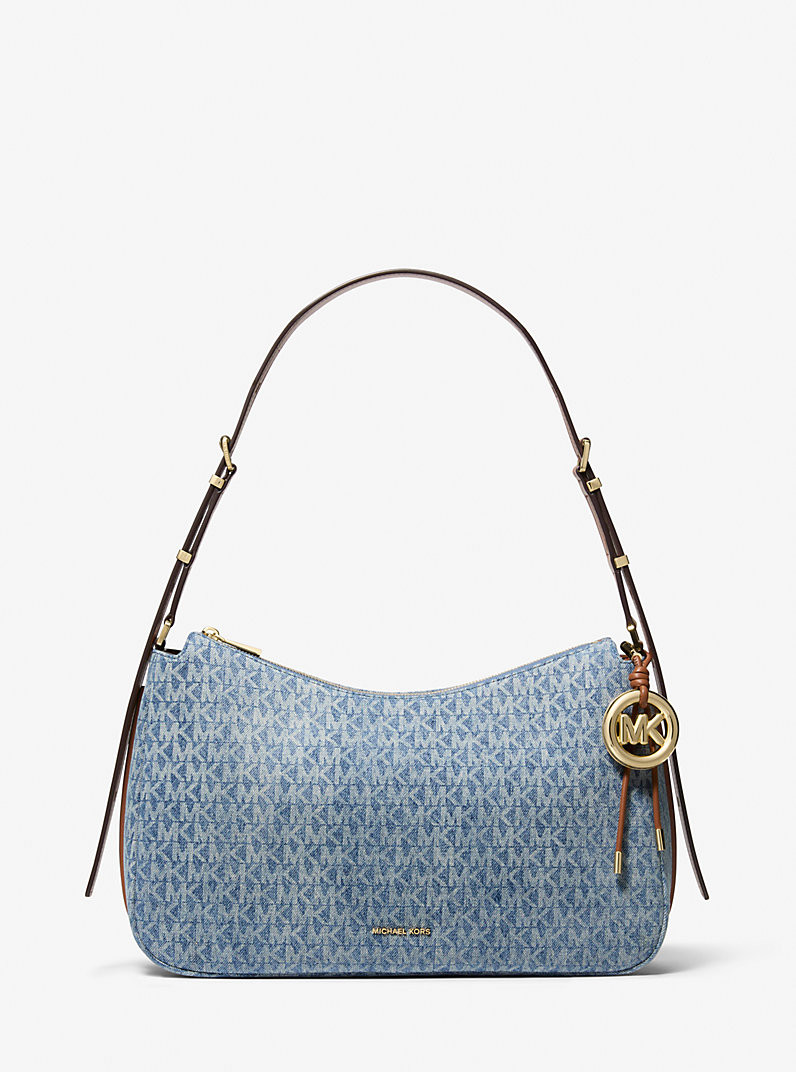 Nolita Medium Signature Logo Print Denim Convertible Shoulder Bag | Michael Kors CA