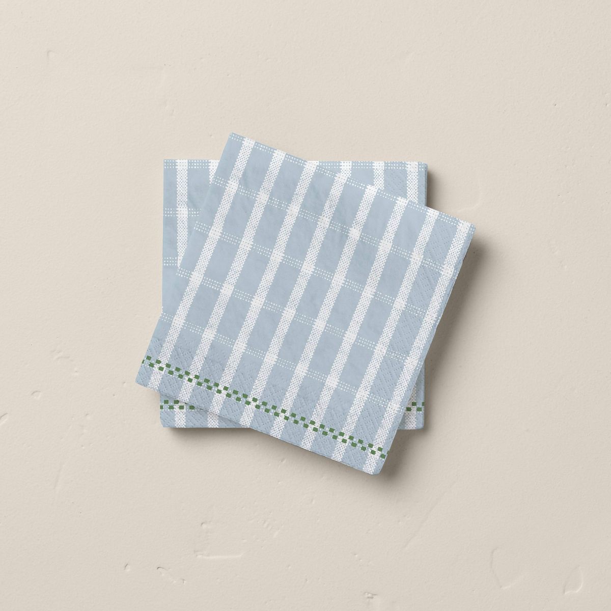 14ct Checkered Plaid Paper Beverage Napkins Cream/Light Blue/Green - Hearth & Hand™ with Magnol... | Target