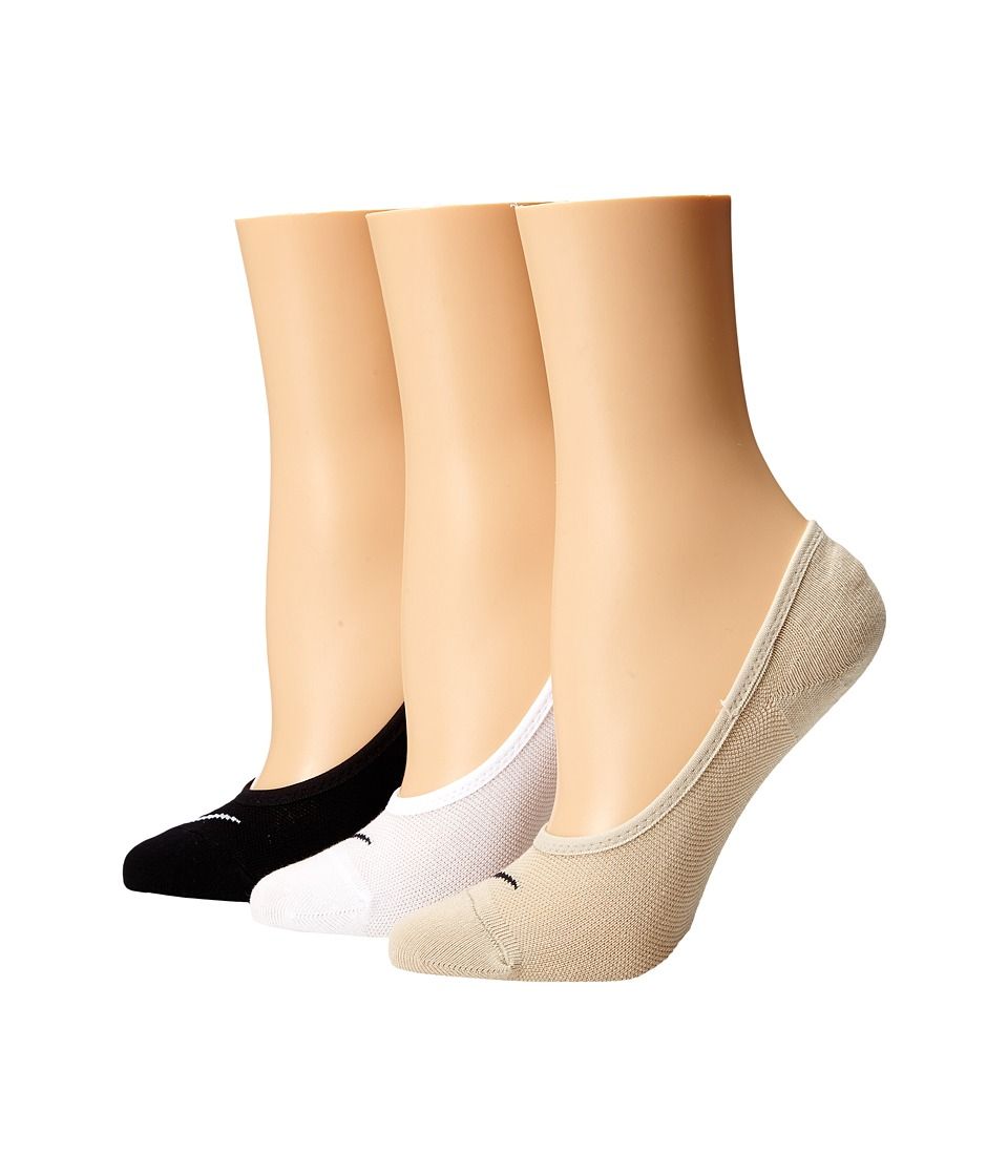 Nike - 3 Pair Pack Lightweight Footie (Black/White/Net/Black/White/Black) Women's No Show Socks Shoes | Zappos