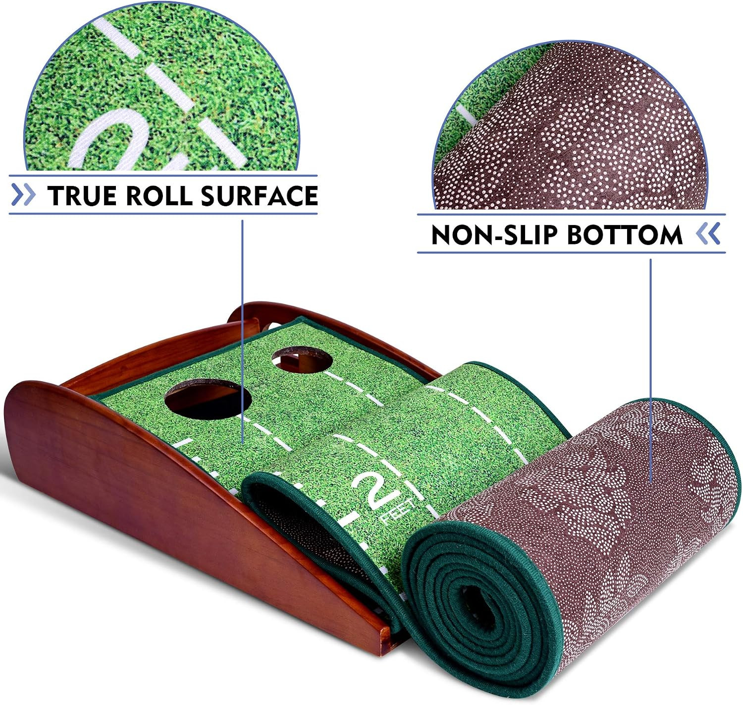Loowoko Indoor Putting Green with Ball Return, Golf Practice Training Equipment Putting Mat for H... | Amazon (US)