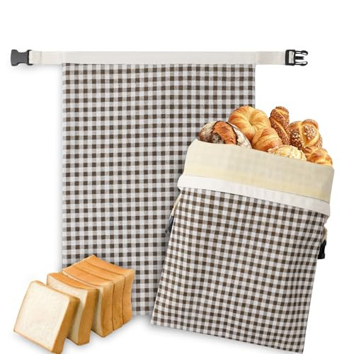 2-Pack Reusable Beeswax Bread Bags for Sourdough, Natural Linen Bag for Homemade Bread，Extend the insurance period(Coffee) | Amazon (US)