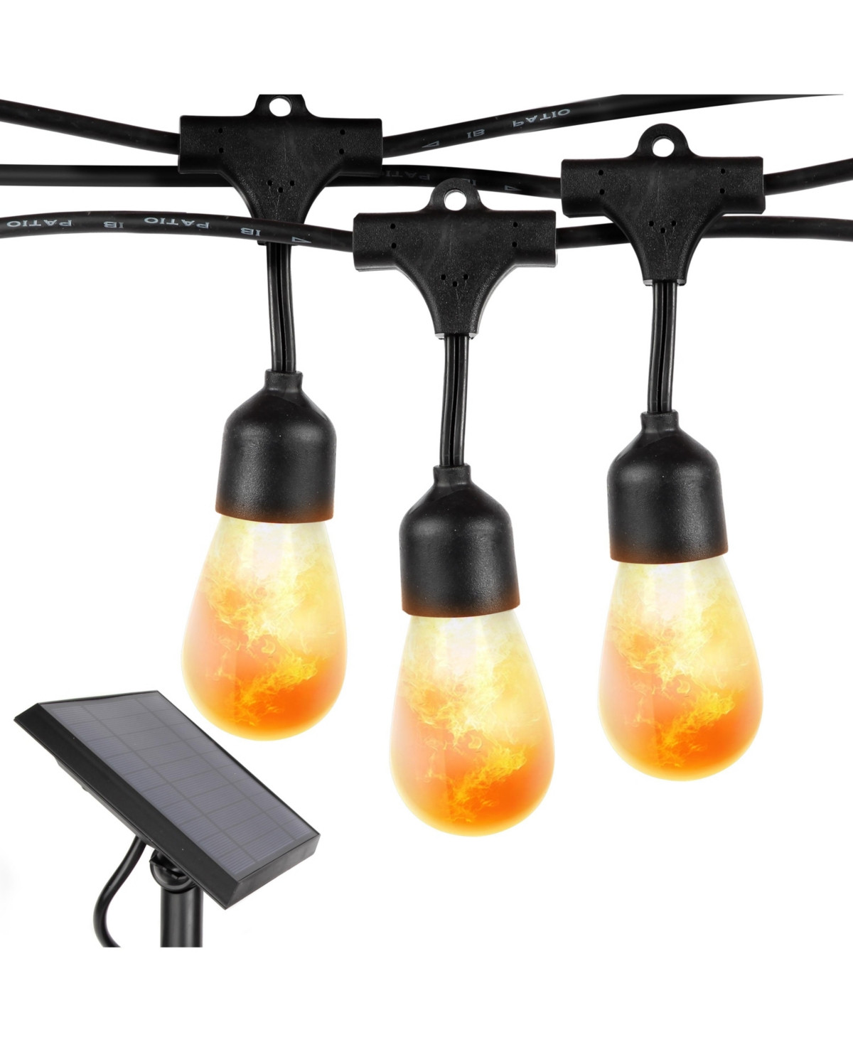 Brightech Solar Led Flame Bulb Halloween Hanging Holiday String Lights - 5W, 27 Ft, 2700K - Classic black | Macy's