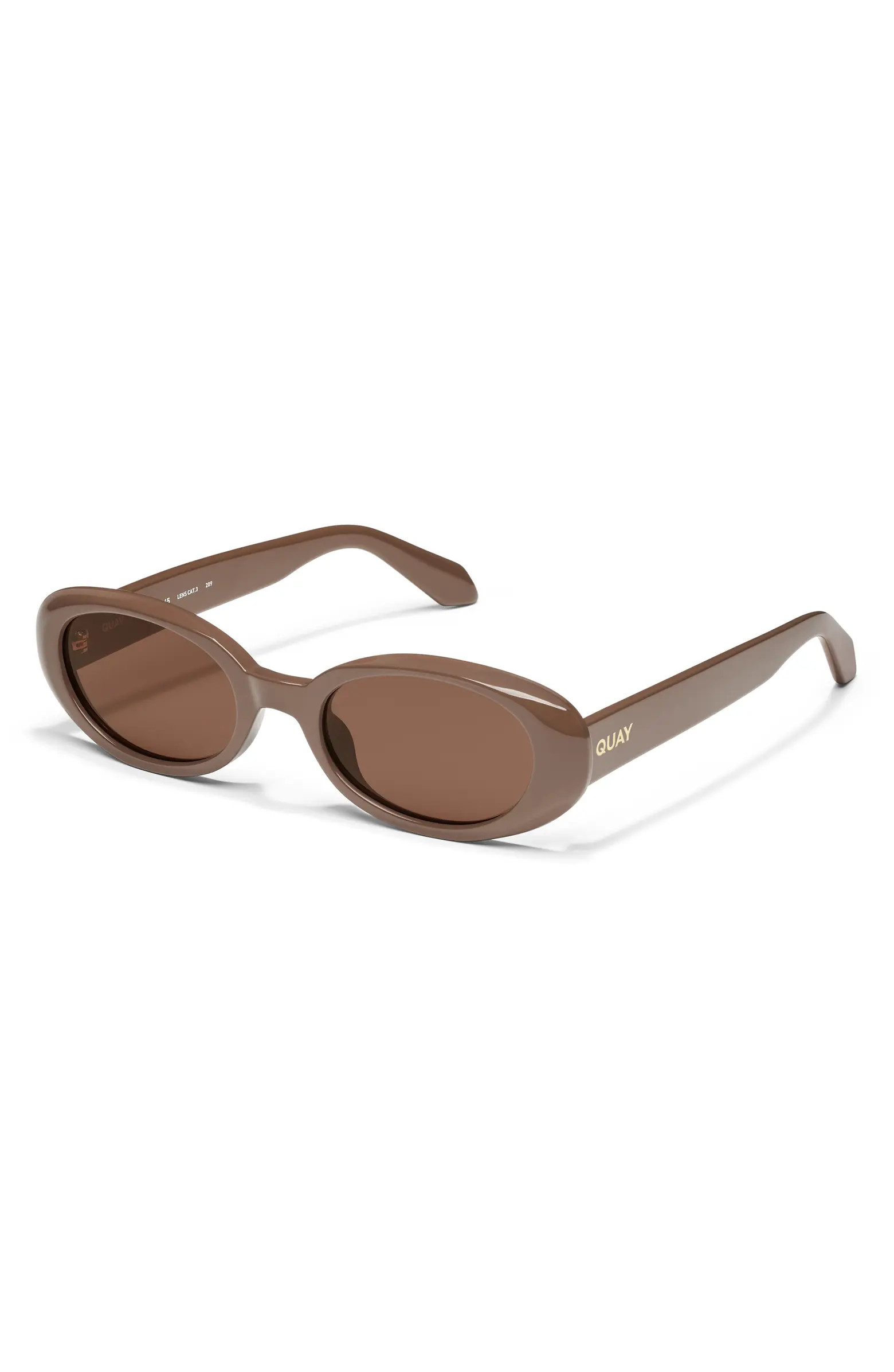 QUAY Felt Cute 52mm Gradient Small Oval Sunglasses | Nordstrom | Nordstrom