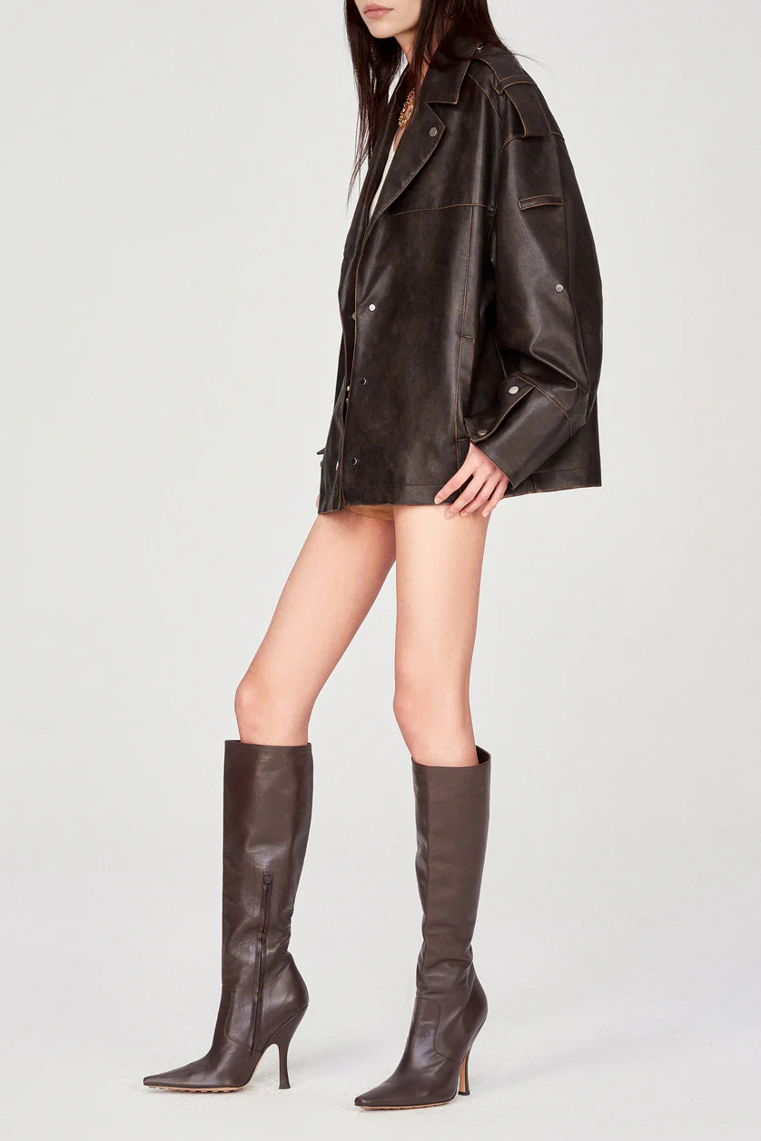 Irina Vintage Biker Jacket in Vegan Leather | Fabrique