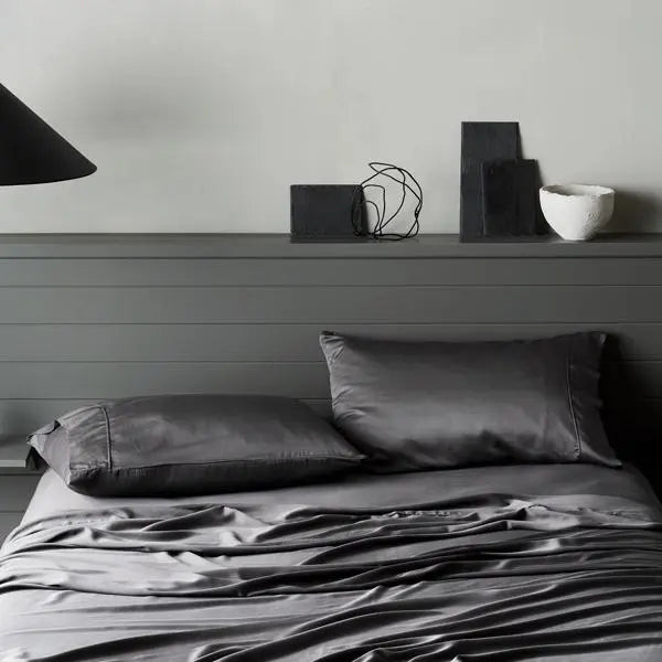 Ettitude CleanBamboo Signature Sateen Pillowcase Set - Slate / Standard | Sabavi Home