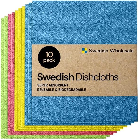 Swedish Wholesale Swedish DishCloths for Kitchen- 10 Pack Reusable Paper Towels for Counters & Di... | Amazon (US)