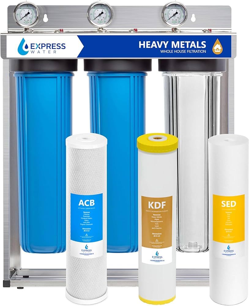 EXPRESS WATER 3-Stage Heavy Metal Water Filtration System, Stainless Steel, Reduces Contaminants,... | Amazon (US)