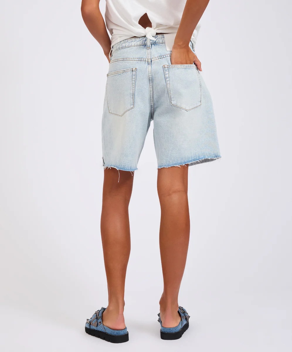 Jacksons Mid Waist Wide Leg Denim Shorts - Blue Latte | One Teaspoon | OneTeaspoon